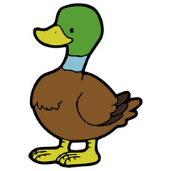 Duck cartoon illustration isolated on white background for children color book