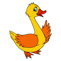 Duck cartoon illustration isolated on white background for children color book