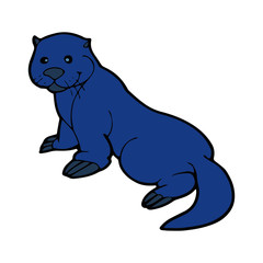 Otter cartoon illustration isolated on white background for children color book