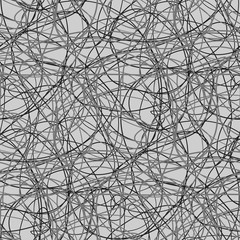 Chaos wallpaper. Abstract tangled texture with chaotic lines. Seamless hand drawn dynamic scrawls. Background with tangle lines. Black and white illustration