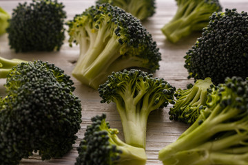 fresh green broccoli on a rustic background