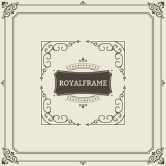 Vintage Ornament Greeting Card Vector Template. Retro Luxury Invitation, Royal Certificate. Flourishes frame. Vintage Background, Vintage Frame, Vintage Ornament, Ornaments Vector, Ornamental Frame