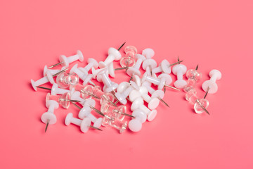 Office clips on bright pink background