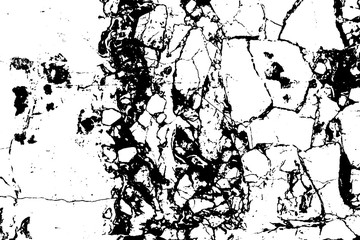 Black marble cracks vector grunge texture overlay. Natural stone pattern isolated on white background.