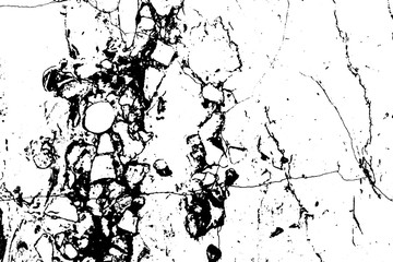 Naklejka premium Black marble cracks vector grunge texture overlay. Natural stone pattern isolated on white background.