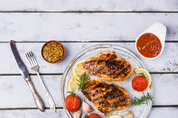 Fried chicken breasts