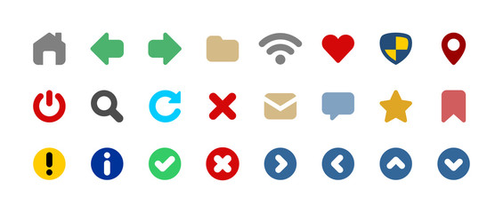 Web iu design icons set. Simple flat web navigation signs