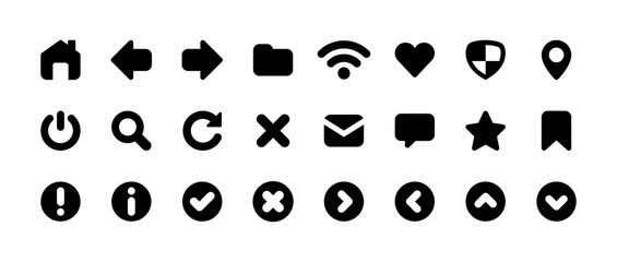 Web iu design icons set. Simple flat web navigation signs