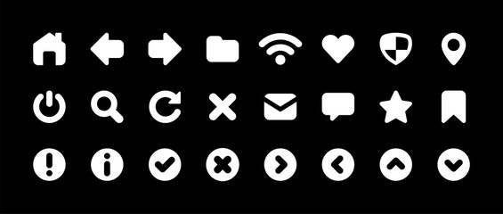 Web iu design icons set. Simple flat web navigation signs