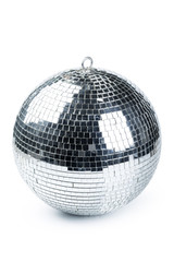 Disco ball closeup isolated on white background
