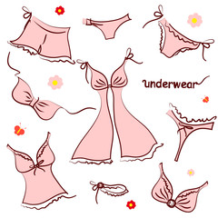 underwear red set, isolated on a white