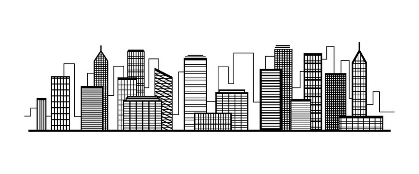 Vector city silhouette icon with windows. Vector Illustration