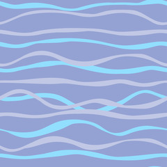 Fototapeta na wymiar Seamless abstract pattern with wavy horizontal stripes in lilac pastel tones