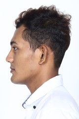 Asian man before applying make up hair style. no retouch, fresh face