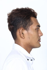 Obraz premium Asian man before applying make up hair style. no retouch, fresh face
