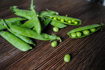 Pea pods on the table