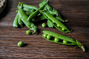 Pea pods on the table