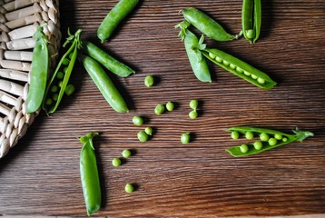 Pea pods on the table