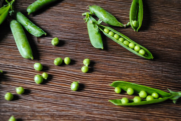 Pea pods on the table