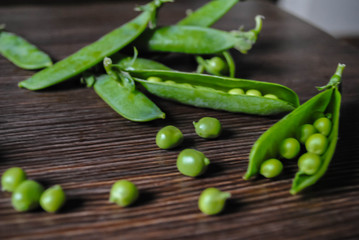 Pea pods on the table