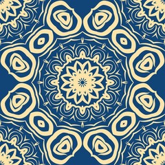 Floral Geometric Pattern with hand-drawing Mandala. Vector super illustration. For fabric, textile, bandana, scarg, print