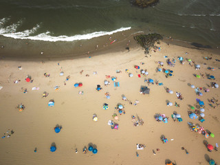 Aerial of Asbury Park Beach in the Summer 