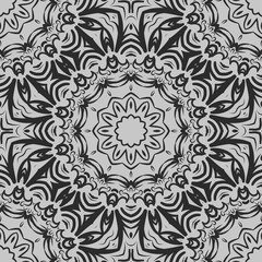 Floral Geometric Pattern with hand-drawing Mandala. Vector super illustration. For fabric, textile, bandana, scarg, print.