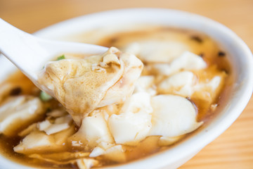 Closeup of jellied bean curd. Tofu pudding. Unique Traditional Chinese Foods