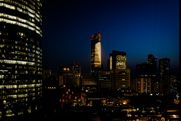 Beautiful view of World trade center in Abu Dhabi city immediately after sunset