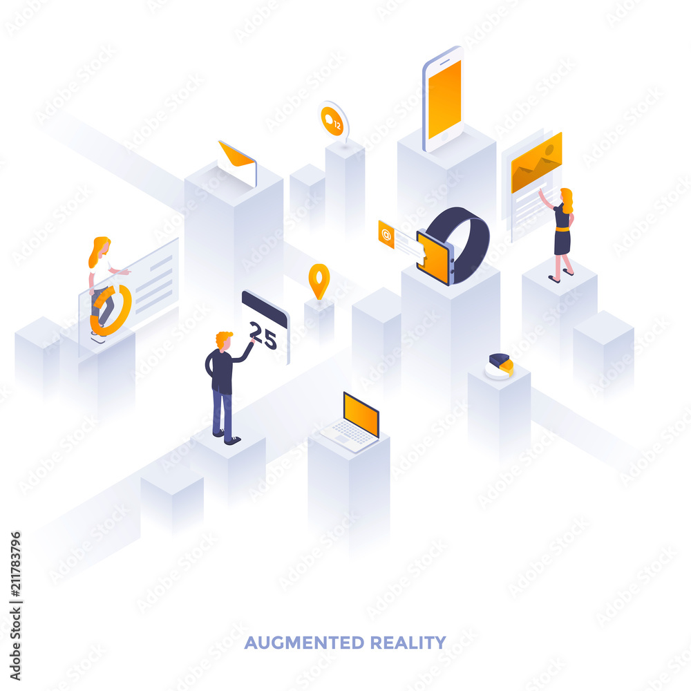Canvas Prints flat color modern isometric illustration design - augmented reality