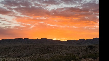 Orange and Purple Sunrise in the Nevada Desert. 
