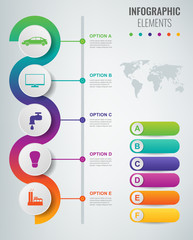 Abstract 3D infographic template with 5 options. Business presentation concept. Vector