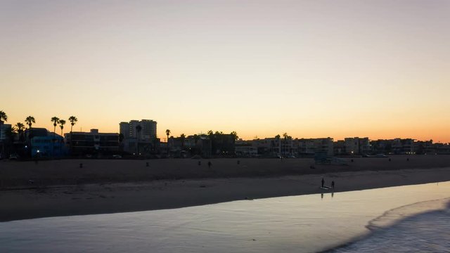 Time lapse in the early morning of sunrise in Venice, Los Angeles