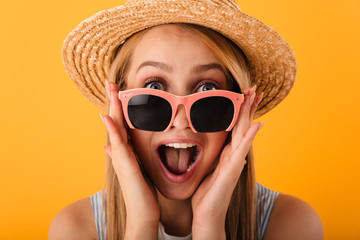 Close up portrait of a happy young blonde woman