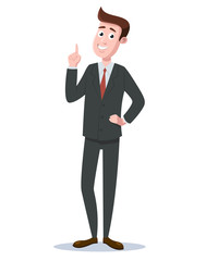 Happy business man with smile. Vector illustration.