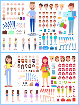 Character Man with Woman, Vector Illustration