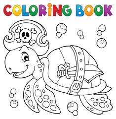 Coloring book pirate turtle theme 1