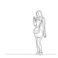 sketch of a girl with a phone