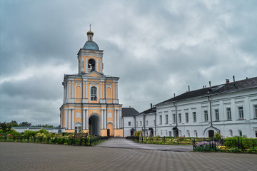 Fototapeta na wymiar Bell tower of Khutyn Monastery of Saviour's Transfiguration and of St. Varlaam. Russia, Novgorod Veliky