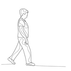 isolated, sketch a woman is walking