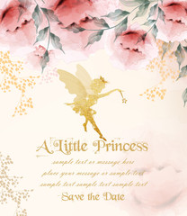 Happy birthday princess card Vector. Delicate floral bouquets © castecodesign