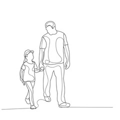 isolated, sketch father and child
