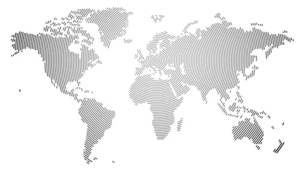 Türaufkleber Line Circles radial texture Vector World Map © pingebat