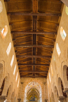 Interior view of the wooden frame of the Cathedral of Cefalu