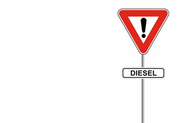 Dieselfahrverbotsschild mit wei&szlig;em Hintergrund