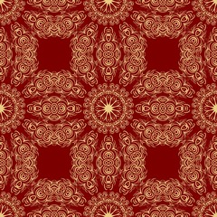 pattern with geometric color ornament, design for print fabric, bandana. vector illustration. red tone