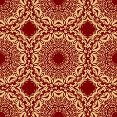 pattern with geometric color ornament, design for print fabric, bandana. vector illustration. red tone