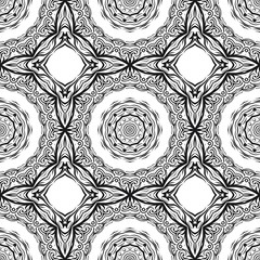 Floral Geometric Pattern with hand-drawing Mandala. Vector illustration. For fabric, textile, bandana, scarg, print.