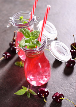 Cherry drink with ice