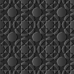 Obraz premium 3D dark paper art Islamic geometry cross pattern seamless background